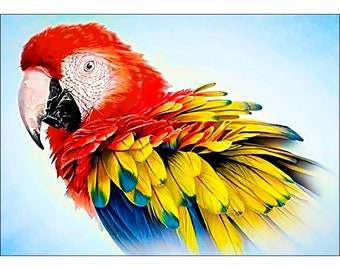 SALE FATHER'S DAY Feathered Parrot Collection D'art Diamond Embroidery/Printed/Gem Kit 27X38cm Bird