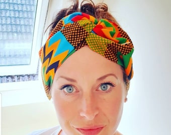 Handmade wired Kente  Headband: African Print fabric Wire Head Wrap