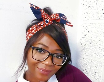 Wired Ankara Headband: Rockabilly Hair Scarf, African Print Turban