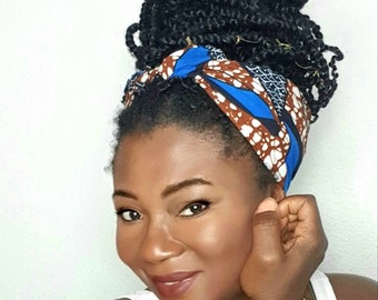 Bandeau filaire Ankara bleu et blanc pour femme, bandeau africain, bandeau ankara, imprimé africain, Rockabilly des années 50, turbans boho