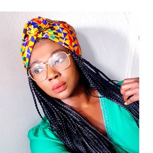 Wire headband, Ankara Headwrap, boho knotted Headband, Rockerbilly Hair Scarf, kente African print headwrap.