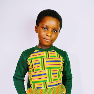 Kids ankara Sweatshirt, Africanprint Jumper Children Clothing Kente African Outfit winter Christmas Gift yellow green Blue Boys Girls image 1