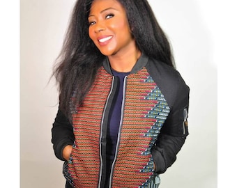 Ropa africana para mujer, chaqueta africana navideña, regalos de Ankara para mujer, chaqueta bomber con estampado de cera, ropa de Ankara
