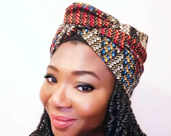 Women hat scarf, Wired Turban, orange Chemo hat headwrap, wire head wrap, boho headband, African Turban, Head Wraps for Women, Hair Wrap