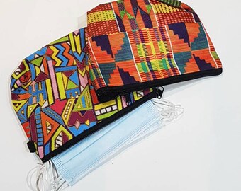 African print makeup bag, Ankara cosmetic bag, Ankara pencil case