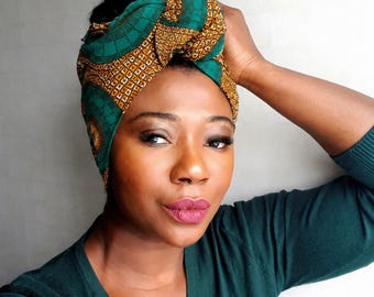 Wired African Print Headband: Boho Hair Scarf, Twist Headwrap
