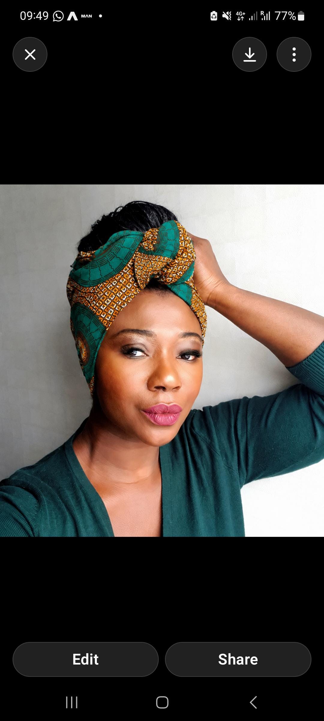Wired African Print Headband: Boho Hair Scarf, Twist  display picture 1