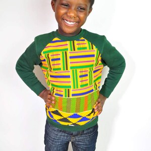 Kids ankara Sweatshirt, Africanprint Jumper Children Clothing Kente African Outfit winter Christmas Gift yellow green Blue Boys Girls image 8