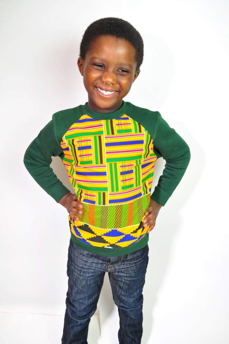 Kids ankara Sweatshirt, Africanprint Jumper Children Clothing Kente African Outfit winter Christmas Gift yellow green Blue Boys Girls image 8