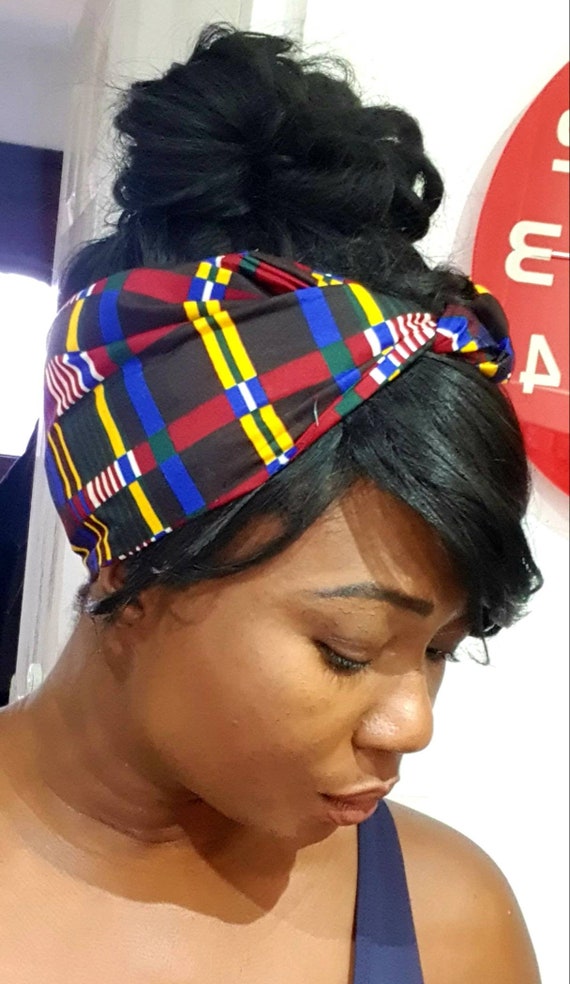 Wired Wrap Headband, Boho Head Scarf, Dolly Bow Headband, Twist Wire  Headwrap, Hair Scarf, Blue African Print Headwrap, Ankara Headband 