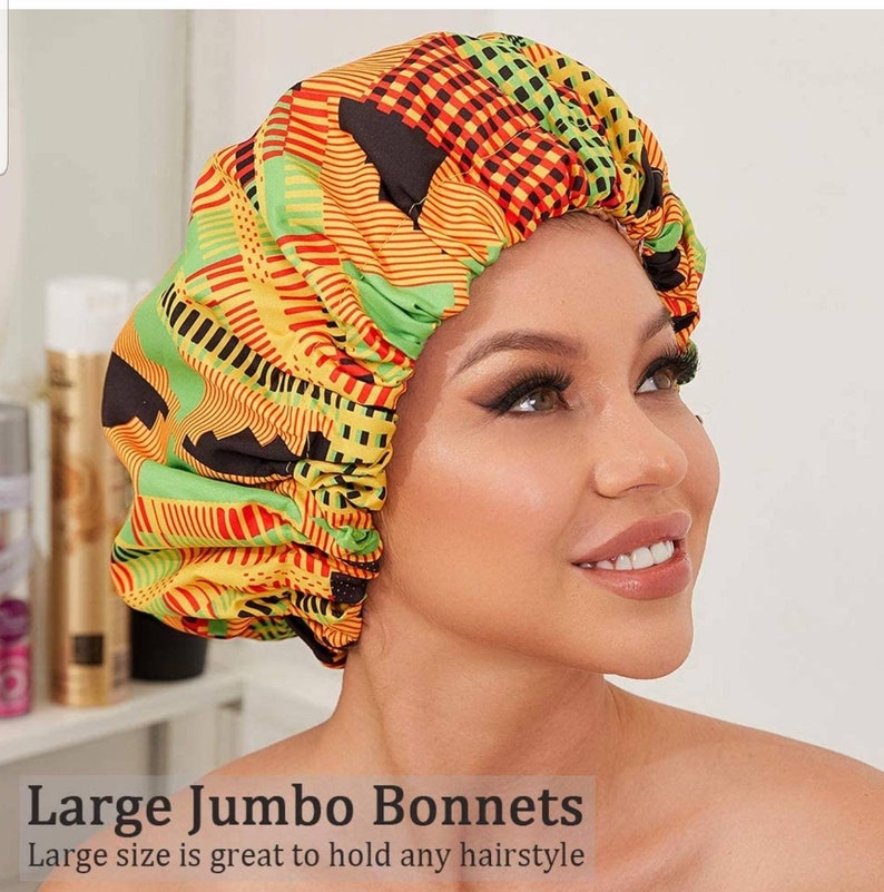 Extra Large Satin Lined Sleep Cap Kente Cloth. Etsy UK