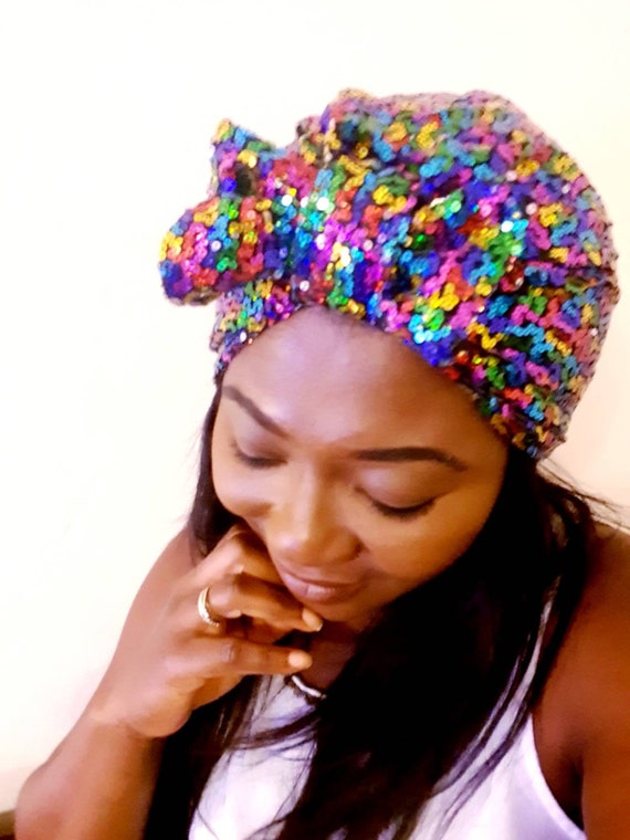 Gift for Her Elegant Sequin Turban Hat 