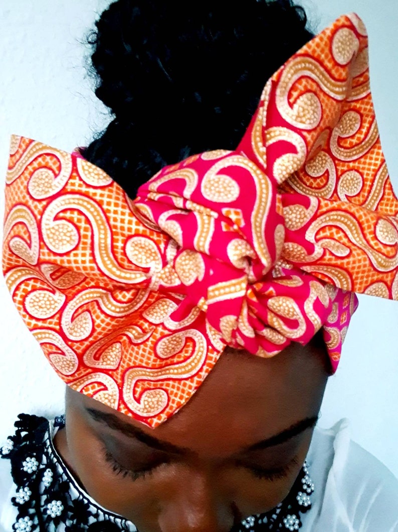 Wired headband, twist headbands, Dreadlocks wrap, Business, dolly Bow, Boho Wire Headwrap, Ankara head Scarf, African headwrap, black owned image 6