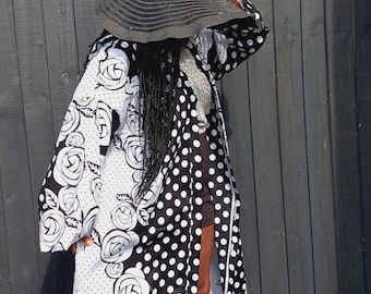 African Print Kimono Robe: Boho Beach Cover Up, Oversized Cotton