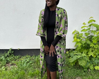 African Print Kimono Duster: Ankara Tribal Longline Jacket