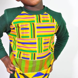 Kids ankara Sweatshirt, Africanprint Jumper Children Clothing Kente African Outfit winter Christmas Gift yellow green Blue Boys Girls image 9