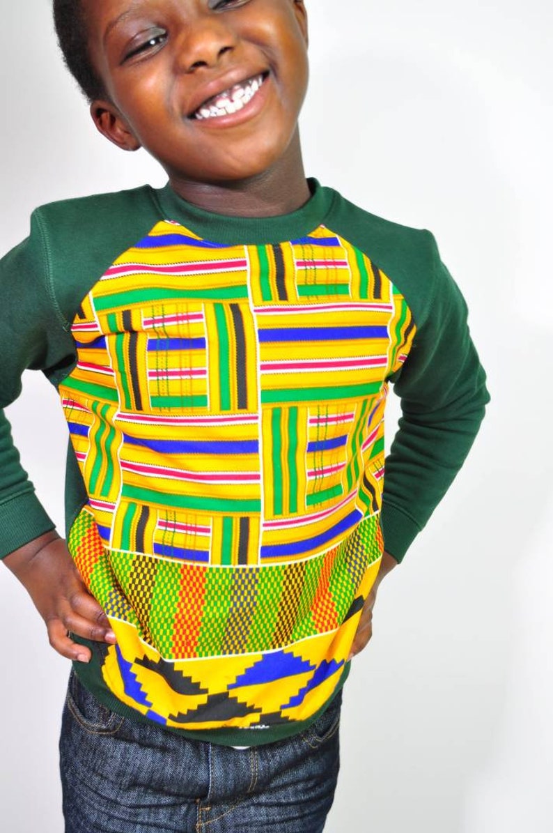 Kids ankara Sweatshirt, Africanprint Jumper Children Clothing Kente African Outfit winter Christmas Gift yellow green Blue Boys Girls image 9