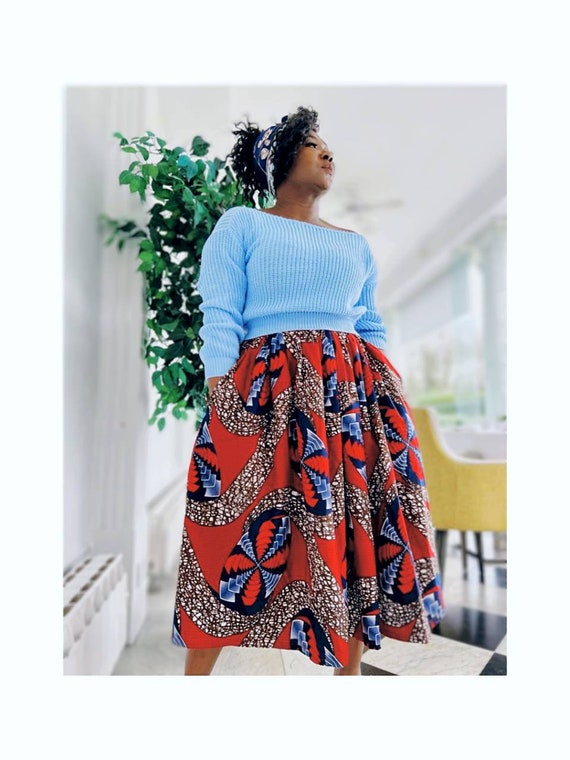 African print skirts with clearance pockets