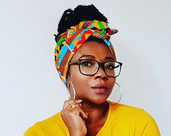 Wired Ankara Head Wrap: Kente Print Boho Headband
