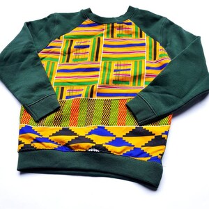 Kids ankara Sweatshirt, Africanprint Jumper Children Clothing Kente African Outfit winter Christmas Gift yellow green Blue Boys Girls image 7