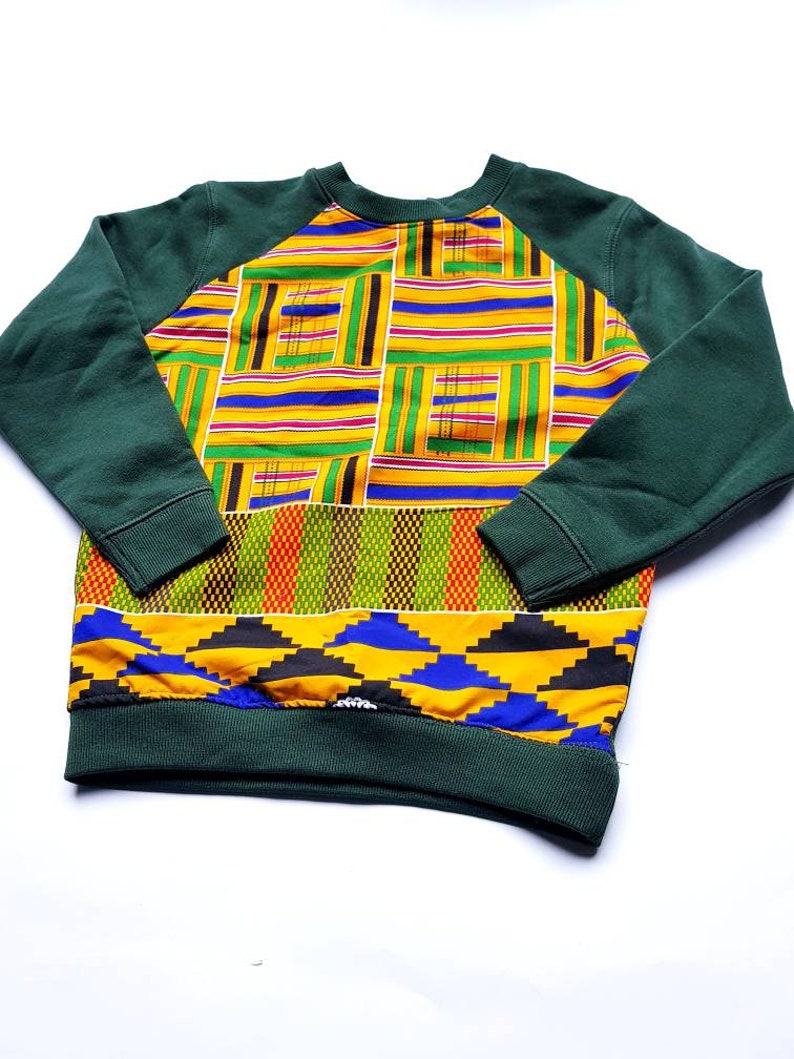 Kids ankara Sweatshirt, Africanprint Jumper Children Clothing Kente African Outfit winter Christmas Gift yellow green Blue Boys Girls image 7