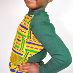 Kids ankara Sweatshirt, Africanprint Jumper Children Clothing Kente African Outfit winter Christmas Gift yellow green Blue Boys Girls image 5