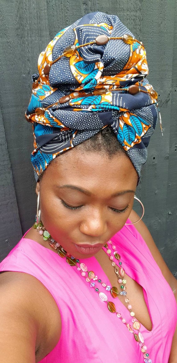 Wired Wrap Headband, Boho Head Scarf, Dolly Bow Headband, Twist Wire  Headwrap, Hair Scarf, Blue African Print Headwrap, Ankara Headband 
