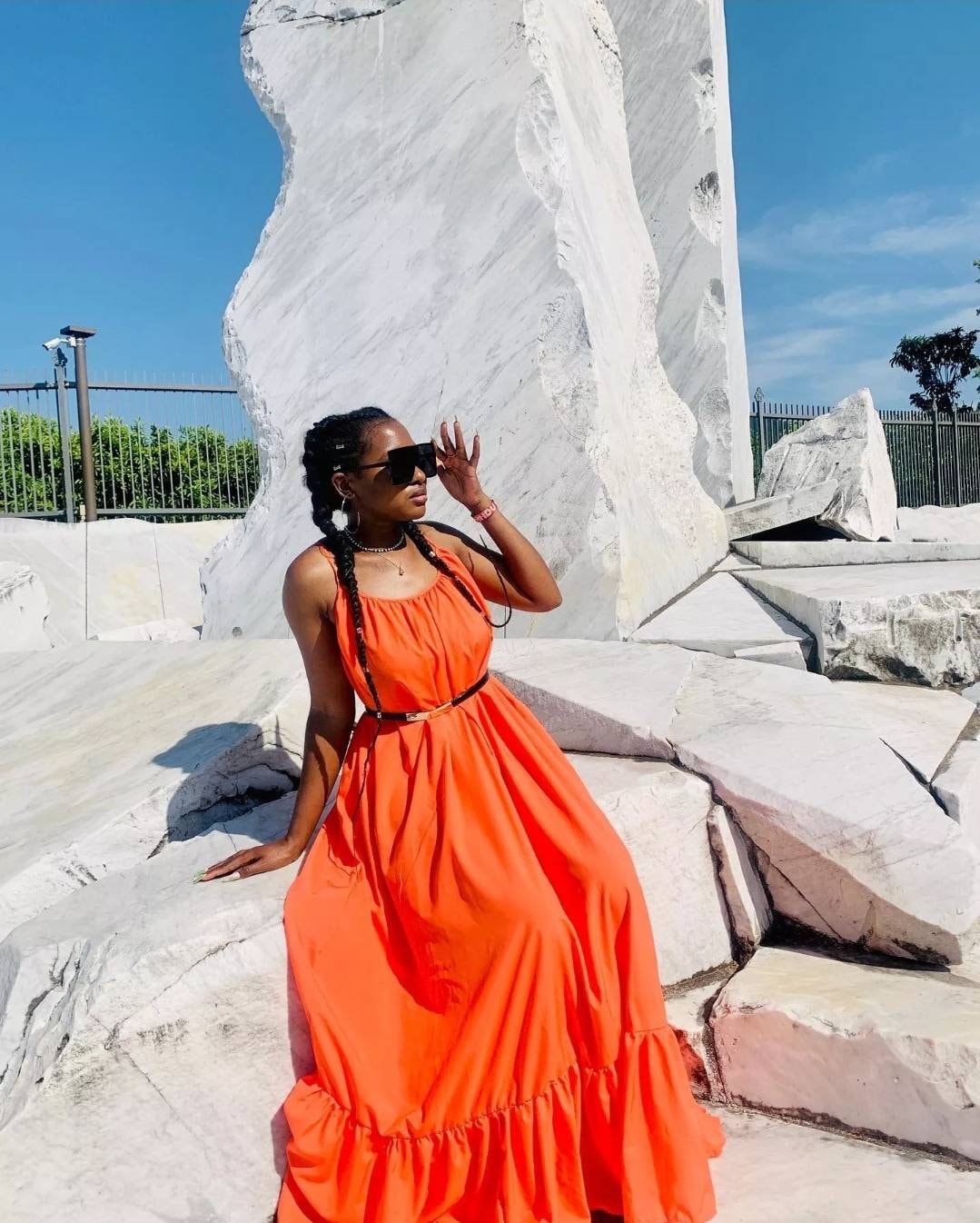 orange maxi dress