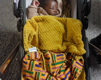 Ankara-filt i present, vaxtryckt julklapp till babyn, afrikanskt tryckt filt, babyshowerpresent,