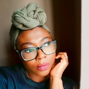 Loc wraps, Raw edge thick adult 4-way stretch jersey Headwrap, braid Head wrap for women, boho heaband, army green, fabric, turban
