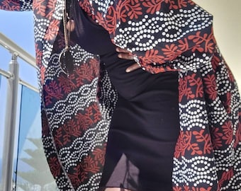 African Print Kimono: Brick Orange Ankara Duster Jacket