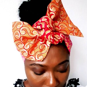 Wired headband, twist headbands, Dreadlocks wrap, Business, dolly Bow, Boho Wire Headwrap, Ankara head Scarf, African headwrap, black owned image 1