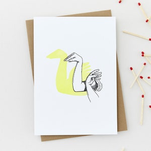 Biglietto d'auguri tipografico - Ombre sul muro - Cigno