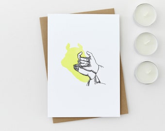 Letterpress Greeting Card - Shadows on the wall - Ox