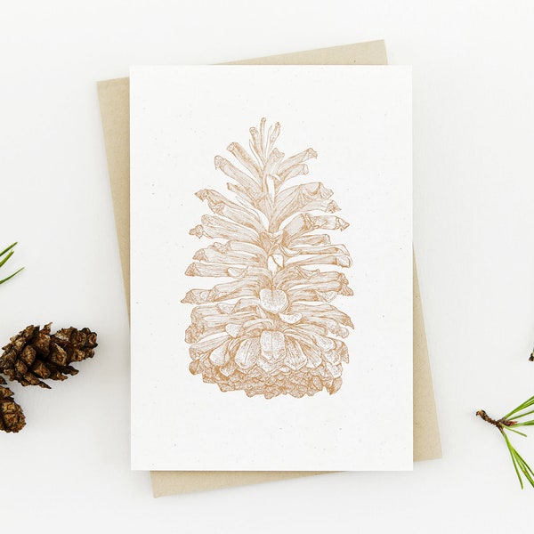 Handgedruckte Letterpress-Weihnachtskarte „Kupferkiefer“