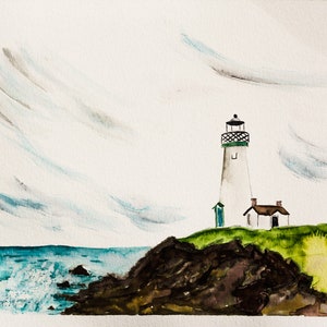 Watercolor Painting "Lofty Lighthouse"