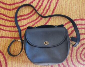 COACH Vintage Black Leather Small Plaza Bag 9860 VG Condition 