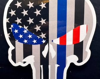 3x Thin Yellow Line Skull American Flag Sticker Vinyl Decal Car Truck - Foto 3