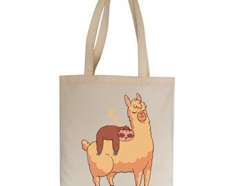 Sloth riding llama funny Tote Bag Canvas Shopping
