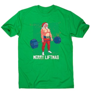 Merry liftmas funny gym Christmas t-shirt men&#39;s