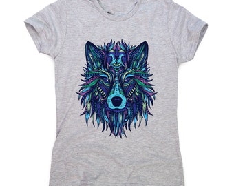 Wolf illustration - women's funny illustrations t-shirt