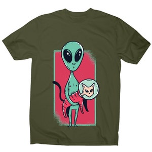 Space alien cute cat - men&#39;s funny premium t-shirt