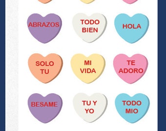 Valentine Candy Hearts Greeting Card | Conversation Hearts Card | Friendship & Love