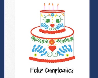 Feliz Cumpleaños Grußkarte | Spanische Geburtstagskarte | Mexikanische Torte