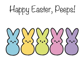 Happy Easter, Peeps! Greeting Card | Bunny & Chick Peeps | Funny Easter Card