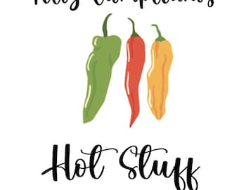 Happy Birthday Hot Stuff / Feliz Cumpleaños Hot Stuff Greeting Card | Chili Pepper Birthday Card