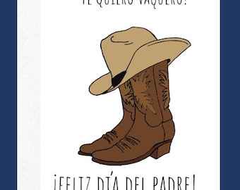 Feliz Día del Padre Greeting Card | Father’s Day Card | Cowboy Boot & Hat