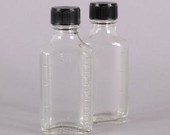 Brand New Vintage Owens Duraglas Clear 2oz Graduated Vials with Caps