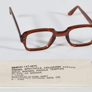 NEW Military Surplus Vintage Eyeglass Frames BCG Birth Control Glasses Brown Acetate image 1