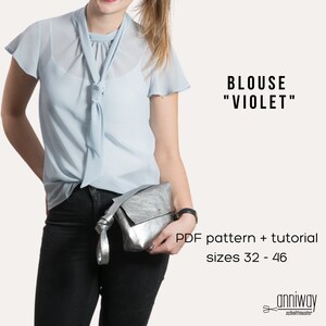 Blouse pattern &quot;Violet&quot;, sz 32-46, PDF Pattern + instruction, women sewing pattern, digital pattern,patterns & how to